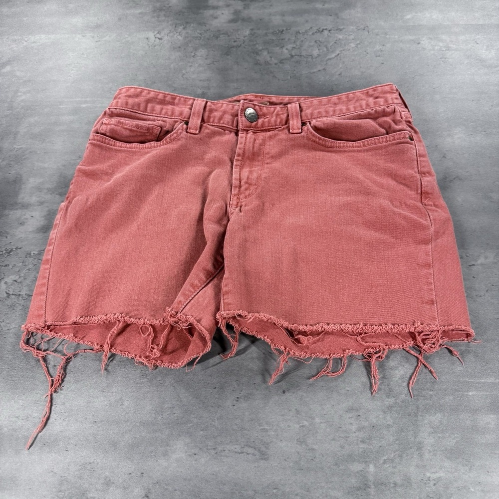 Eddie Bauer Jean Shorts Women‎ 6 30 Mid Rise Brick Red Cut Off Modest Dad Thrash